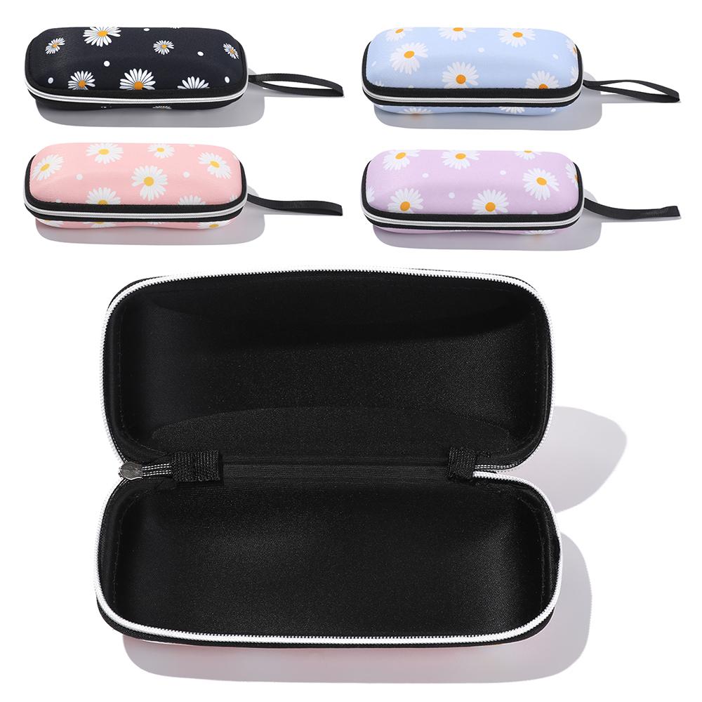 Men EVA Zipper Waterproof Glasses Holder Eyeglasses Case Large Capacity Glasses Box Fresh Daisy