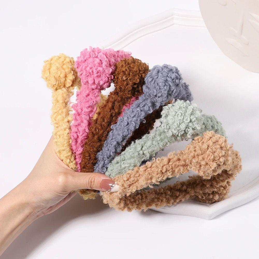 Плюшевые медвежьи ушки, повязки для волос, цветные обручи для волос, милые плюшевые повязки для девочек