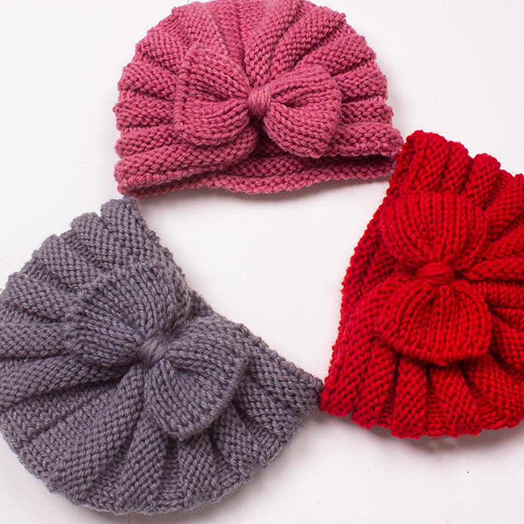 2022 Autumn/Winter Baby Bow Wool Hat - European & American Style, Knitted Warm Fetal Cap for Children