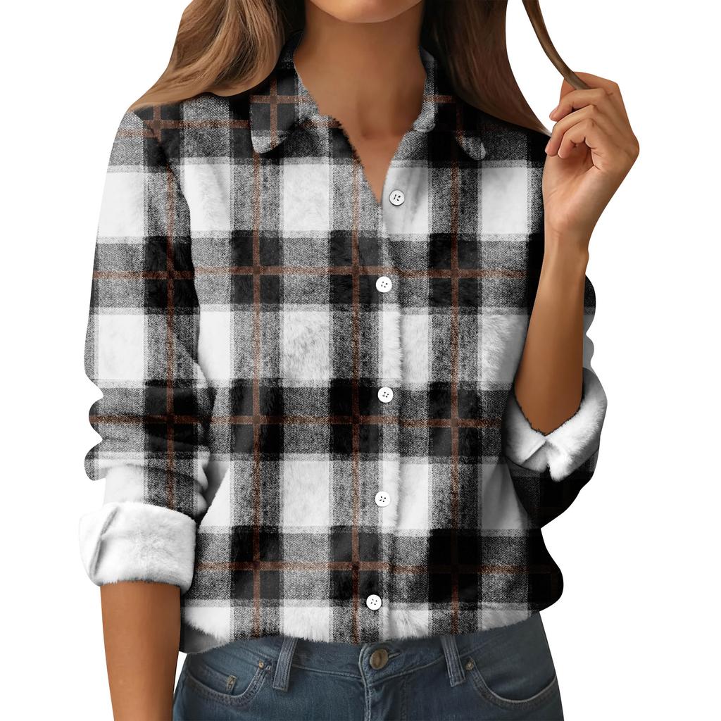 Женская рубашка-блузка с принтом и пуговицами, длинный рукав, повседневный базовый рубашечный воротник, обычный топ