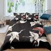 Crane Duvet Cover Set Queen Size Japanese-Style Bedding Set Cherry Blossoms Pattern Women Girls Japanese Traditional Quilt Cover