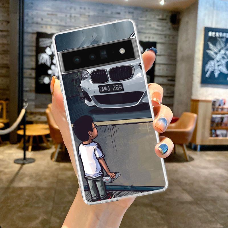 Boy See Sports Car Jdm Drift For Google Pixel 9 8 7 6 Pro Phone Case Soft For Pixel 6A 5 4 5A 4A 3A XL 5G Silicone Clear Cover