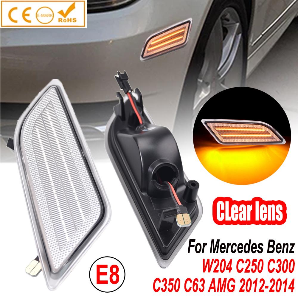 For Benz W204 C-Class 2012 2013 2014 C250 C300 C350 C63 AMG Base Sedan Front Amber Led Fender Side Marker Lights