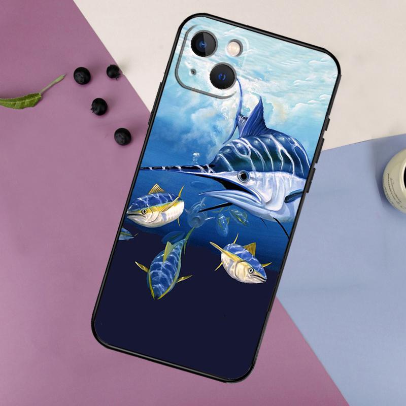 Чехол-картина 'Голубой марлин' для iPhone 16 15 14 13 12 11 Pro Max Plus X XS Max XR 7 8 Чехол Аксессуары