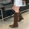 Fashion Street Style Women Knee-High Boots Fashion Pointed Toe Thin Low Heels Casual Party Shoes Autumn Winter Long Booties Goth