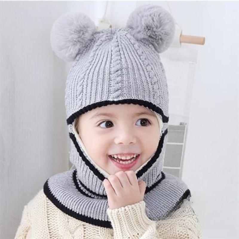 Детские шапки осень и зима плюс бархат толстые теплые шерстяные шапки для мальчиков и девочек детские нагрудники зимние вязаные шапки