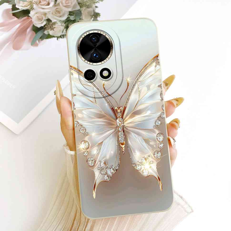 New For Huawei nova 12 5G BLK-AL00 Case Luxury Flower Butterfly Silicone Back Cover For Huawei Nova12 5G Phone Cases Bumper