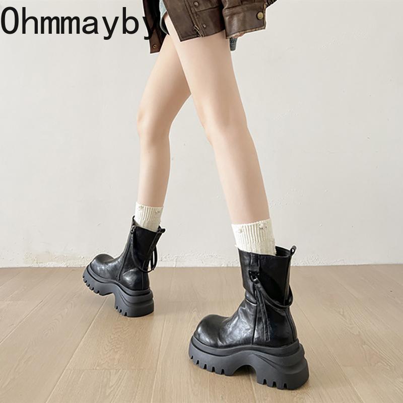 Punk Style Platform Women Ankle Boots Fashion Zipper Thick Heels Shoes Ladies Modern Short Botas Para Mujer