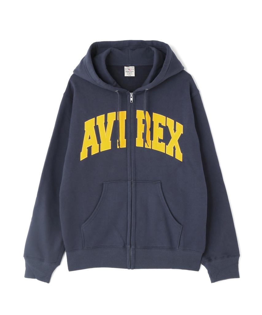 AVIREX DAILY ZIP UP SWEAT PARKA LOGO 783-3931007 men's L 120 navy