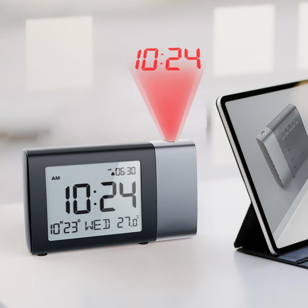 Проекционный будильник для спальни, цифровые часы-проектор с режимом выходного дня, датой, температурой,