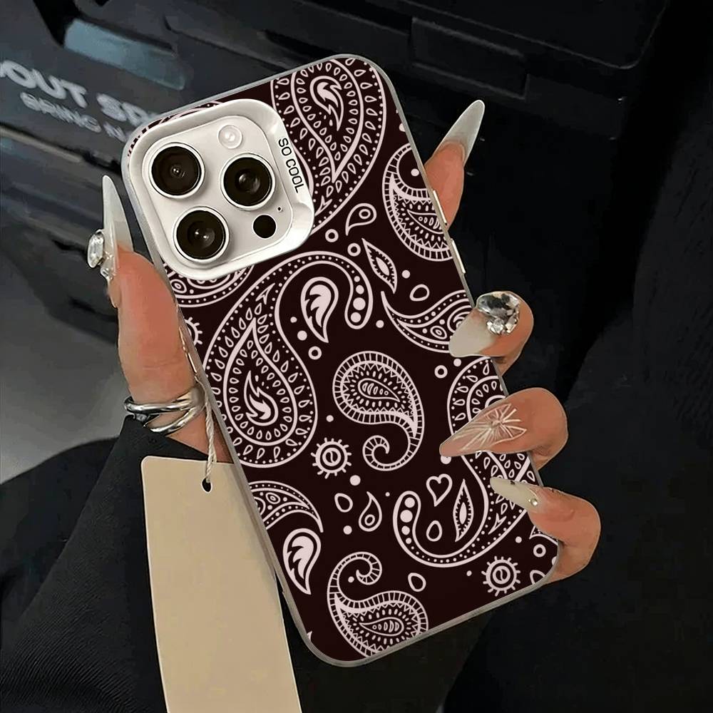 Чехол для телефона с узором банданы для iPhone 17 Air 16 15 14 13 12 11 Pro Max Белый Серебристый Жесткий Чехол