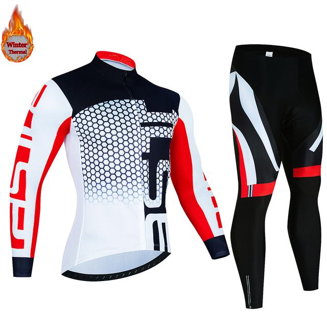 Зимний комплект для велоспорта 2023, мужские теплые велосипедные майки с длинными рукавами, уличная одежда для езды на велосипеде, одежда для велоспорта MTB, комплект нагрудников и штанов