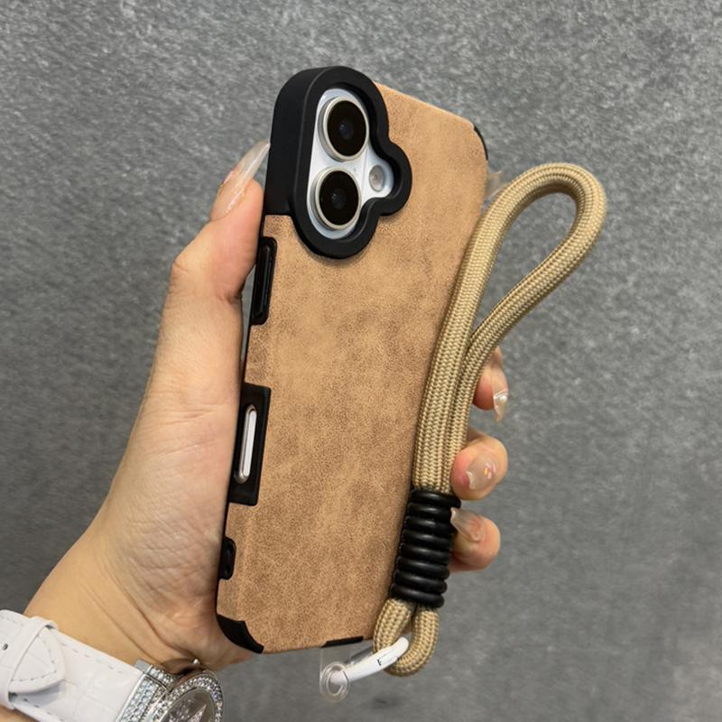 Matte Leather Magnetic Wrist Strap Case For For Iphone 17 16 Pro Max 13 15 12 11 14 Plus For Magsafe Camera Protection Soft Cover
