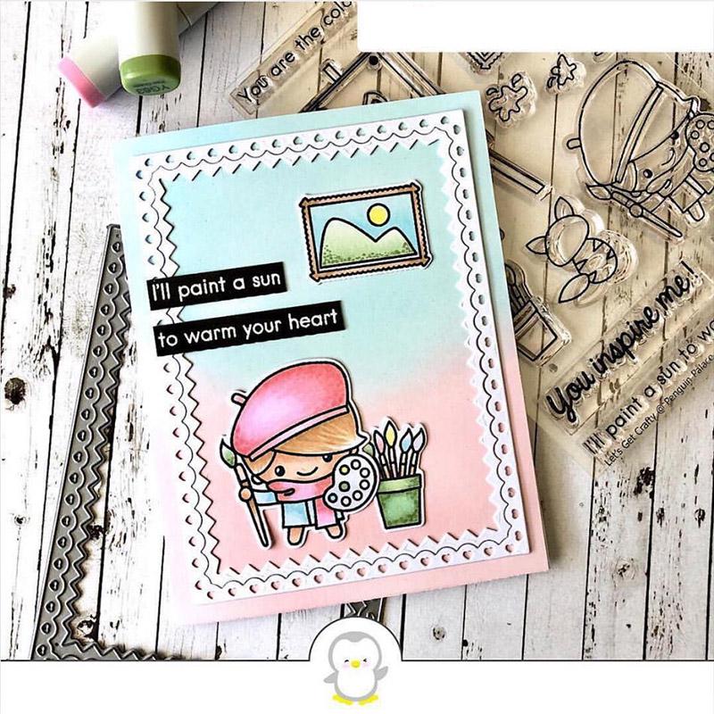 Набор Прямоугольных Рамок 'Маленькие Сердца' Металлические Вырубки для Бумаги Карточки Альбома Скрапбукинг Тиснение