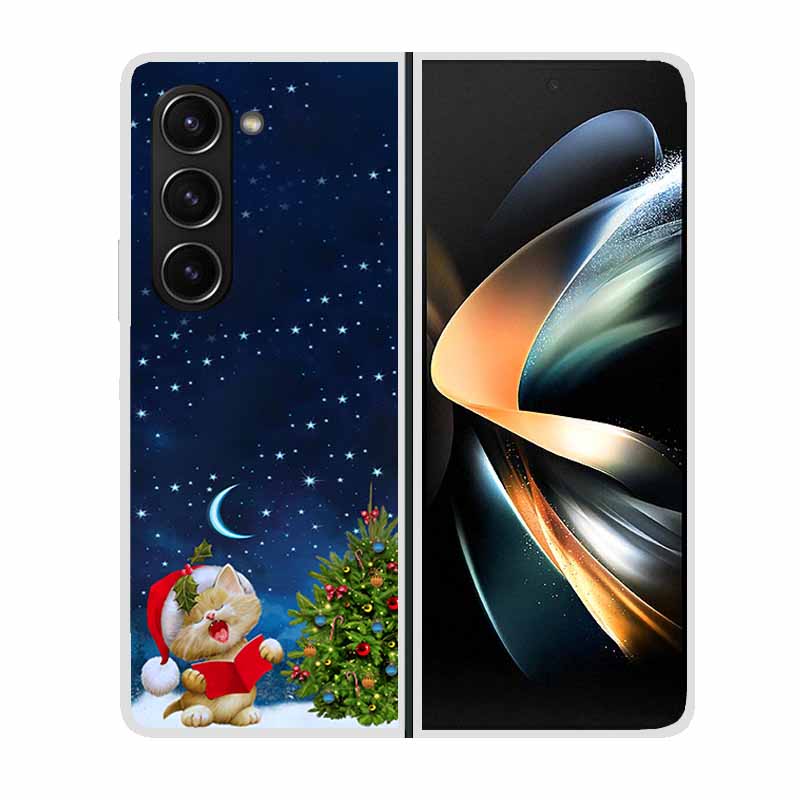 Christmas Cover For Samsung Galaxy Z Fold 5 5G Cases ZFold3 4 2 Clear Plastic Hard Back Cases For Samsung Z Fold 3 Phone Covers
