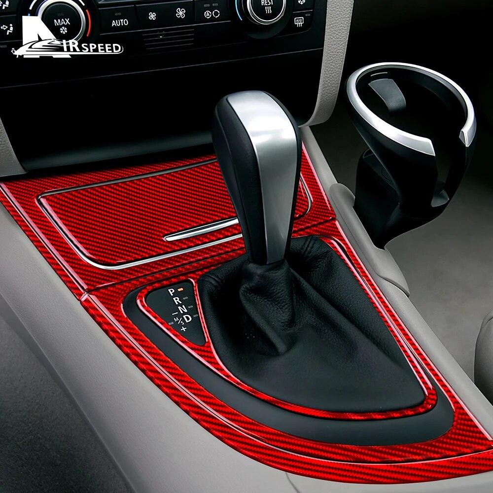 Для BMW 1 серии E81 E82 E87 E88 2008-2013 аксессуары из углеродного волокна, панель переключения передач автомобиля, боковая полоса, ящик для хранения, наклейка на раму