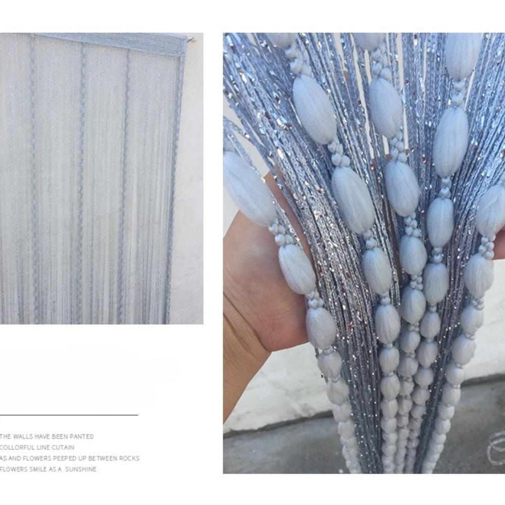 Дверная занавеска-струна 2 м x 1 м, плоская ленточная нить с мохнатыми кисточками, разделитель комнаты, домашний декор, занавеска с пайетками для дверного проема, дверные занавески-струны