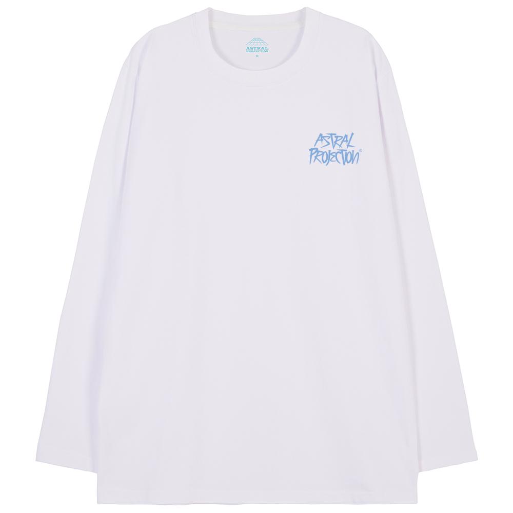 ASTRAL PROJECTION Graffiti Lettering Oversized Long Sleeve T-Shirt_White