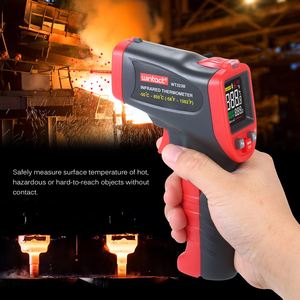 Wintact -50 по Цельсию ~ 850 по Цельсию Инфракрасный термометр Профессиональный промышленный термометр с типом K