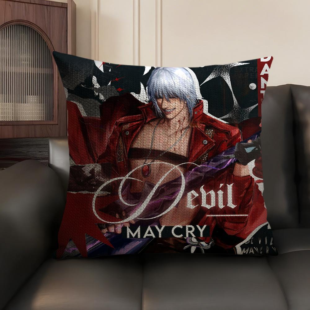 The DDevil May Cry Cushion Cover Natural Linen Organic Fabric DoubleSided Printing Sofa Home Decor Gift Pillow Case