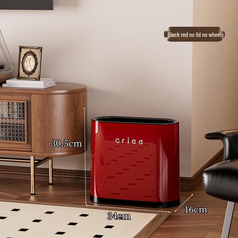 Красное овальное мусорное ведро нажимного типа с крышкой для ванной комнаты и гостиной