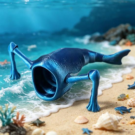 Sea Eater Statue 3D Printed Flexible Articulated Fidget Toy Deep Sea Creature Collectible Ocean Theme Desk Ornament for Stress Anxiety Relief