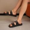 2024 Летняя распродажа обуви, женские тапочки с открытым носком, римские пряжки, однотонные, плоские, повседневные, удобные тапочки, размер плюс 45