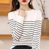 Женский свитер в полоску, зимний вязаный пуловер, осенний мягкий теплый шерстяной свитер, вязаный топ, женский джемпер с круглым вырезом