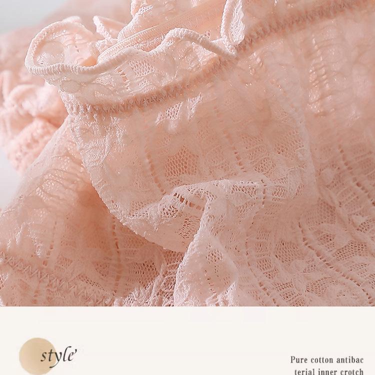 Women Lace Panties Sexy Plus Size Triangle Pantie Charming Bow Ruffle Edge Pure Cotton Crotch Extra Size Underwear