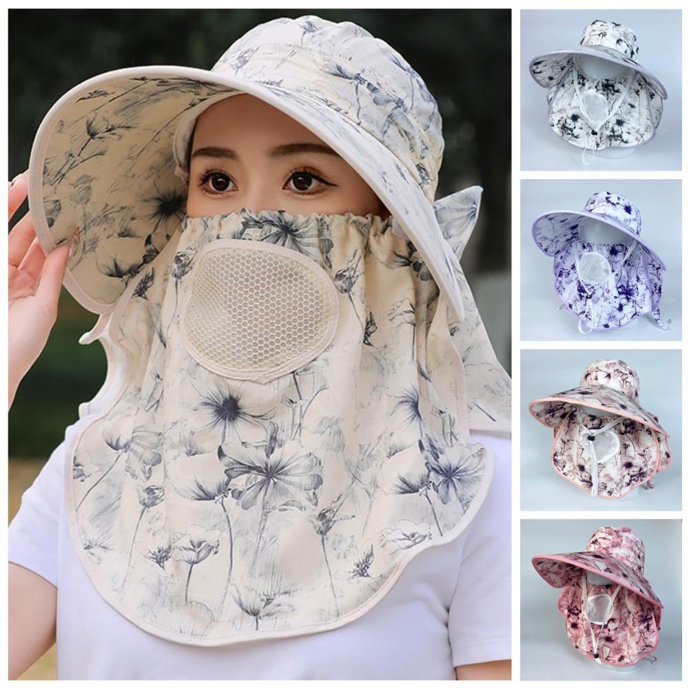 Модная шляпа-ведро с цветком для защиты лица и шеи, рыболовная шляпа, новая солнцезащитная шляпа для спорта на открытом воздухе