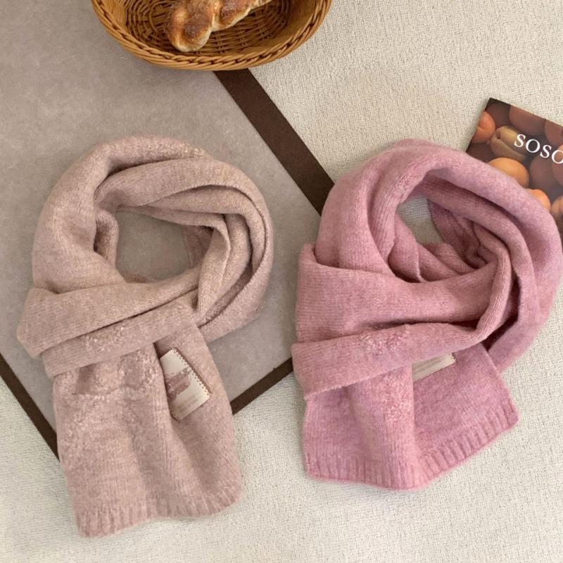 Scarf Women's Autumn and Winter New Versatile Thickened Warm Bow Scarf Wool Knitted Scarf