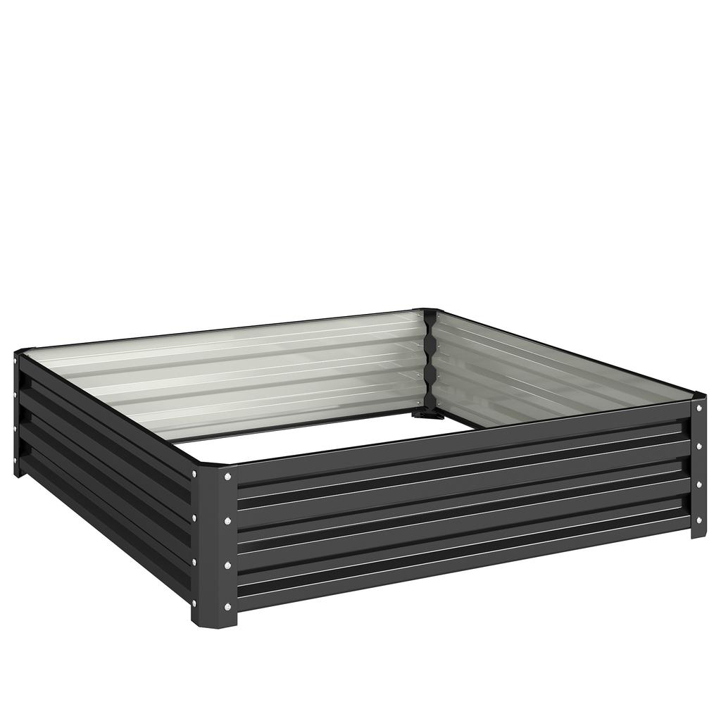 Garden Bed, Planter Box with Steel Housing, Grey, 120 x 120 x 30 cm