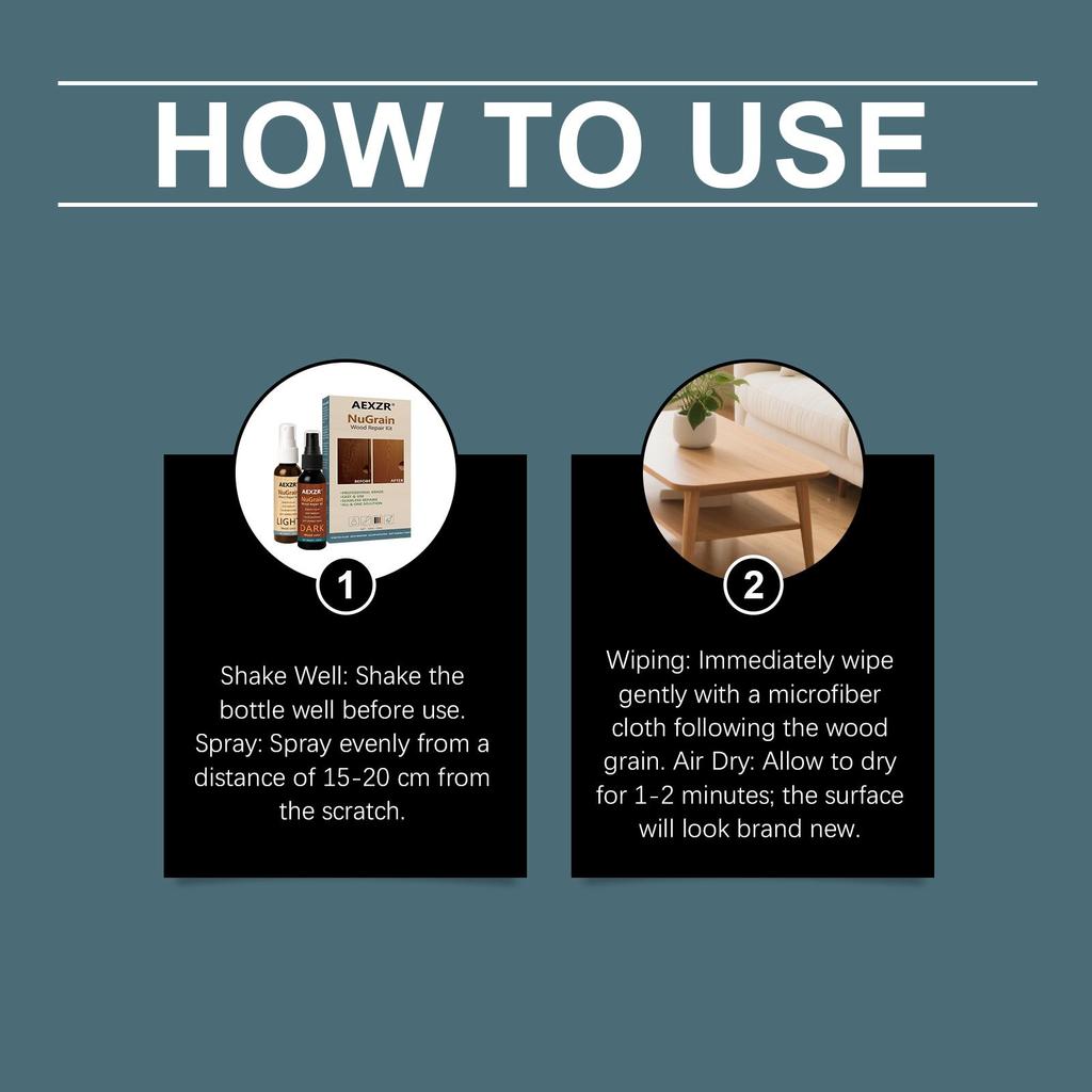 AMZ Wooden Floor Home Care Spray, Furniture Maintenance Polish with Rosin & Nano Silica, Daily Cleaning Protector for Wood Surface, Natural Look 1 Set