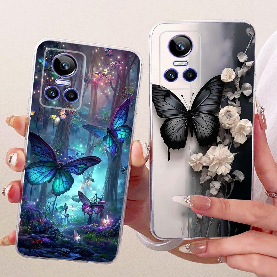 Luxury Flower Butterfly Bow Pattern Casing For Realme GT Neo 3 150W Neo 5 240E GT3 Back Cover Clear Soft Silicone Phone Case