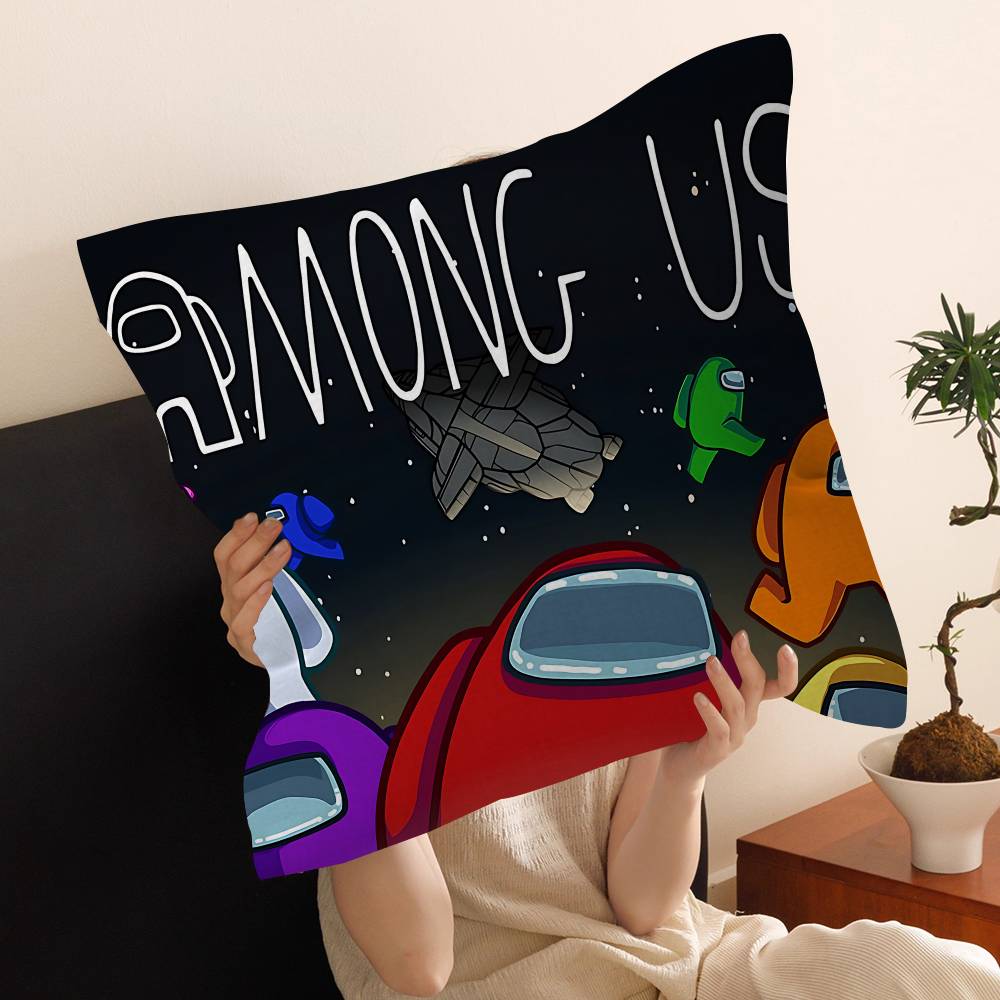 A-Among U-Us Игровой Чехол для Подушки Автомобильная Подушка-Плед для Дивана Автомобиля Рождественский Подарок 40X40См 45X45 См