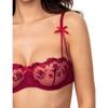 Women Sexy Red Floral Pattern Underwired Bra with Bowknot On Shoulder Straps