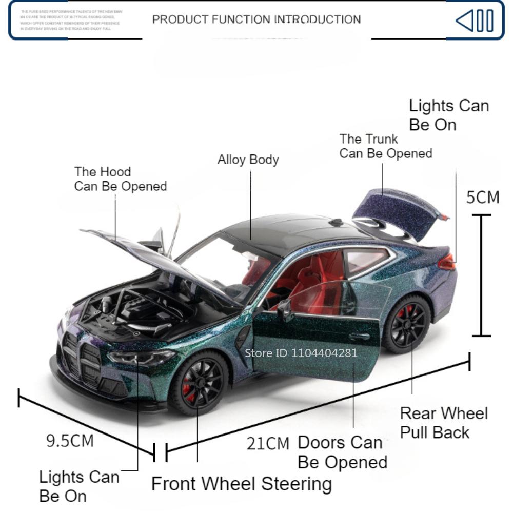 1:24 M4 M3 Миниатюрные Модели Игрушки Литой Сплав Машинка Со Звуком Светом Инерционная Открываются Двери Управление Передними Колесами Транспортные Средства Детский Подарок