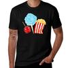Carnival Snacks Pattern Black Tshirt Big Size Short Sleeve Tee For Unisex
