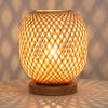 Bohemian Hand-woven Natural Bamboo Table Lamps Vintage Vine Rattan Decorative Desktop Lights for Study Teahouse Bedside