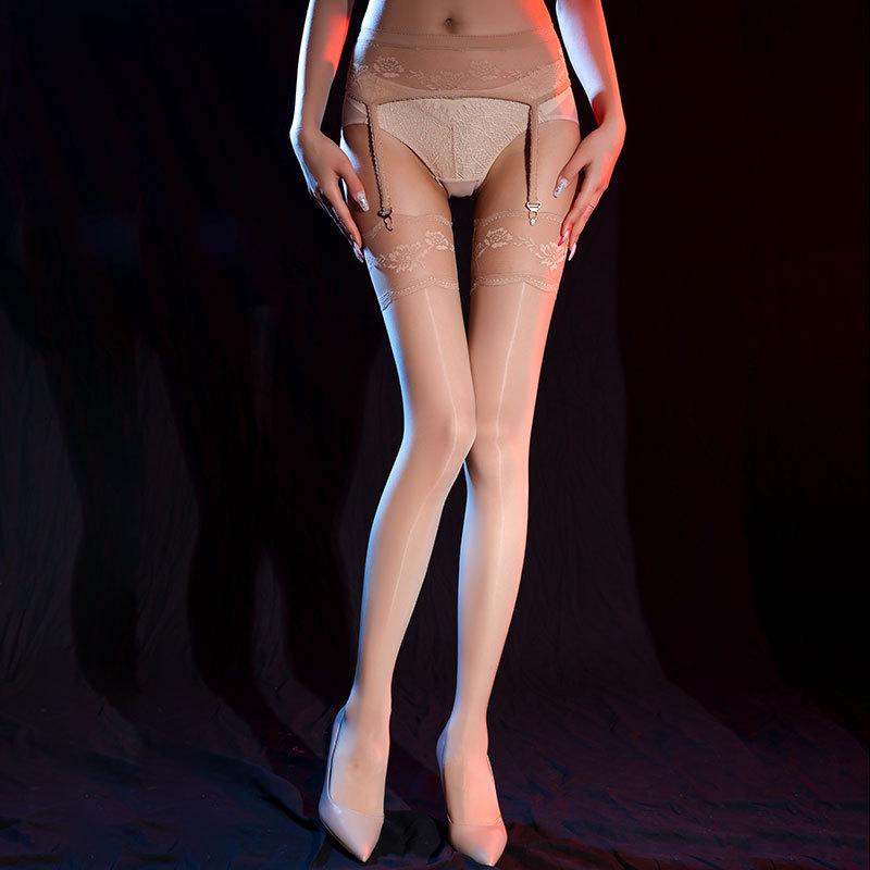 Женские сексуальные боди тонкие масляные блестящие блестящие длинные носки с открытой промежностью, чулки с подвязками, прозрачные кружевные чулки