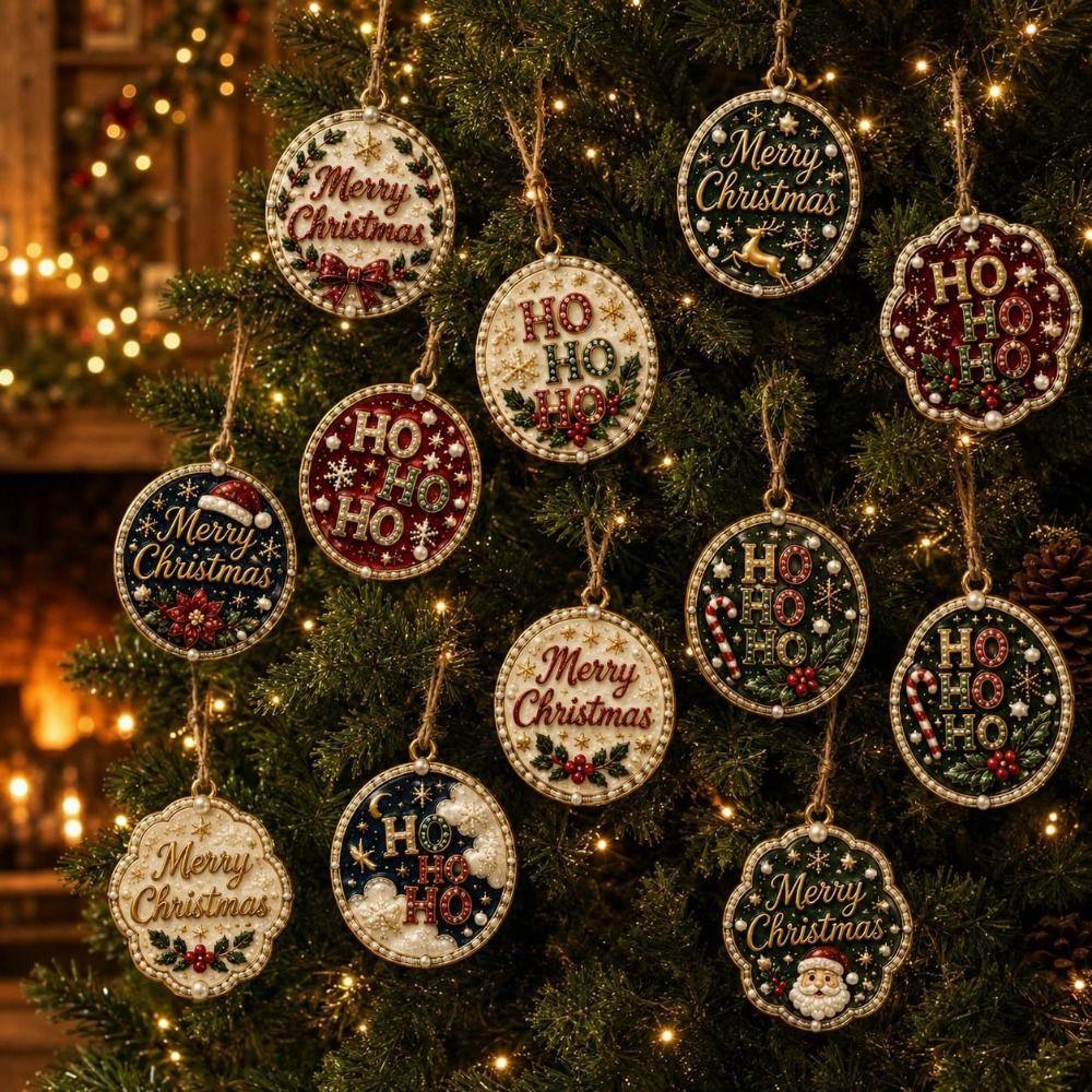 Pearl Christmas Hanging Ornaments 12pcs DIY Acrylic Ornaments  For Xmas Tree