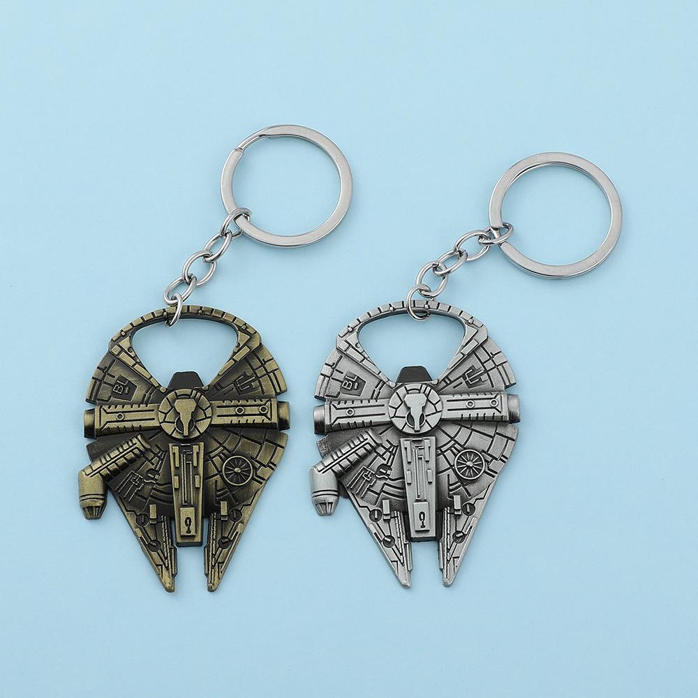 Movie Star War Spaceship Sign Robot Keychain Collections Metal Pendant Keyrings Car Bag Key Chain Gifts