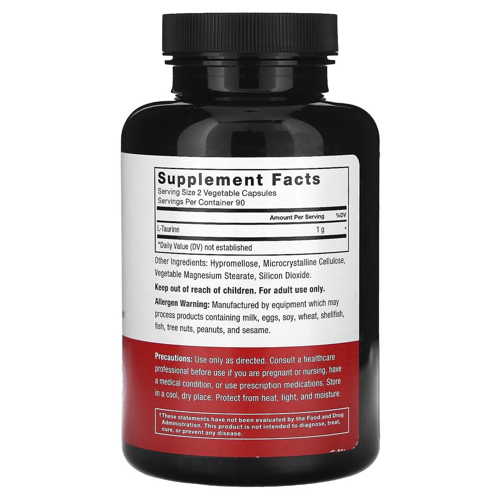 L-Taurine, Veggie Capsules 180 (250Mg per capsule)