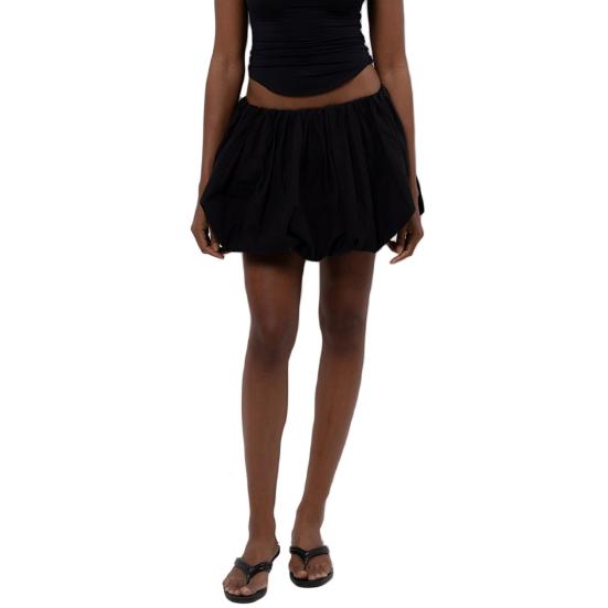 Юбка с низкой посадкой и эластичной резинкой на талии, однотонная юбка трапециевидного силуэта, широкая юбка, свободный крой, мини с пузырьковым краем