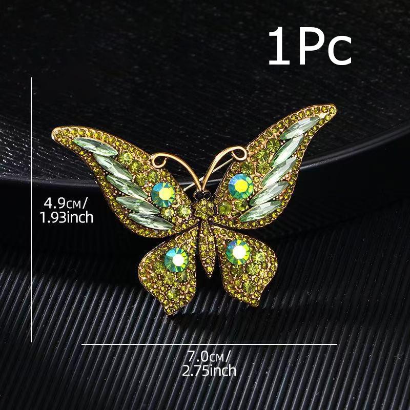 Ретро Подарки Брошь-цветок на грудь в виде бабочки Светская жизнь Инкрустированные бриллиантами Красочные тканевые аксессуары Модная элегантность 1 шт.