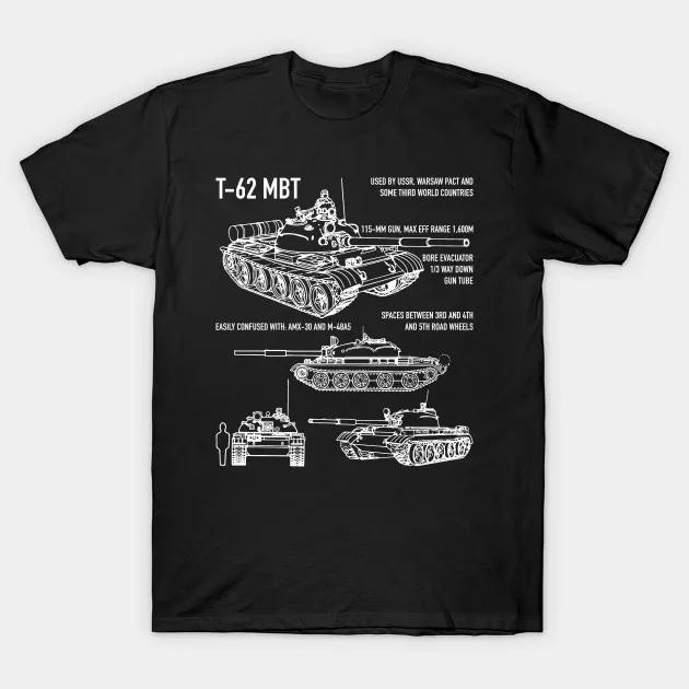 Советская Россия Т-62 Основной боевой танк Чертеж Футболка 100% Хлопок Круглый вырез Летняя с коротким рукавом Повседневная мужская футболка Размер S-3XL -...