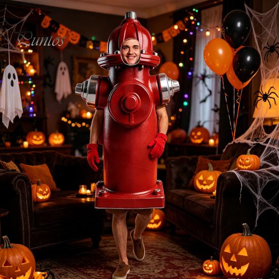 Comfortable Cosplay Outfits Hydrant Costume for Adults and Kids, Realistic Stage Performance Apparel Apparel, Hooded Dress-Up Outfit Halloween