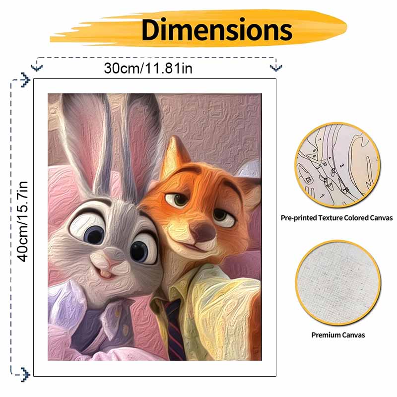 disney zootopia judy and nick digital oil painting hand painting kit diy home decoration