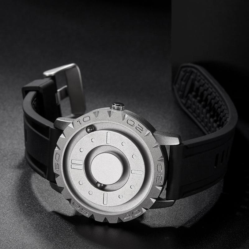 Модные мужские часы с магнитной шариковой указкой, металлические многонациональные слепые сенсорные часы, резиновый спортивный мужской холщовый ремешок