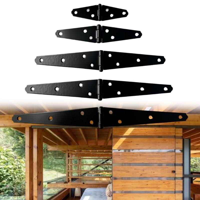Железная декоративная шарнирная петля Черная петля для двери сарая, ворот с винтами Прочные дверные петли для уличных ворот, забора